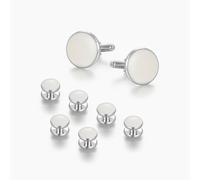 Axvxby Cufflinks and Shirt Button Set, Men's Cufflinks and Button Set with Gift Box, Ideal for Formal Shirts, Dinner Jackets, Suits and Business Attire, White, 18X22 mm und 10X8 mm, Copper,