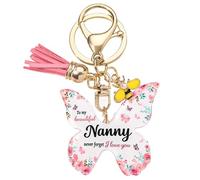 Axvxby Nanny Gifts Gold Tone Butterfly Keychain Heartfelt Gift for Mother's Day Birthday Christma from Grandkids Perfect for Any Occasion