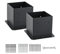 AXWHYS 6x6 Post Base 2 Pcs, (Inner Size 5.6x5.6) Post Anchors, 13GA Thick Solid Steel & Black Powder Coated,Deck Post Brackets Support Deck Base Plate Pergola Brackets Fence Kit Mailbox Mount…