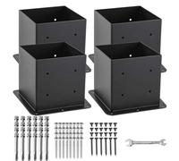 AXWHYS 6x6 Post Base 4 Pcs, (Inner Size 5.6x5.6) Post Anchors, 13GA Thick Solid Steel & Black Powder Coated,Deck Post Brackets Support Deck Base Plate Pergola Brackets Fence Kit