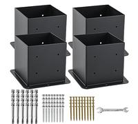 AXWHYS 6x6 Post Base 4 Pcs, (Inner Size 5.6x5.6) Post Anchors, 13GA Thick Solid Steel & Black Powder Coated,Deck Post Brackets Support Deck Base Plate Pergola Brackets Fence Kit