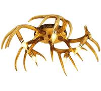 AXWT Antler Chandelier Vintage Pendant Lighting Resin Deer Elk Horns Pendant Lamp Retro Wooden Hanging Light Fixture Living Room Ceiling Lamp Dining Table Suspension Fabric Lampshade Droplight,