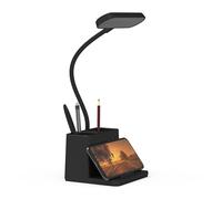 AXX LED Desk Lamp for Home Office Battery Operated Desk Lamp for Computer/Desktop Black Small Cute 3 Way Pen Holder Study Table Lamp for Bedroom