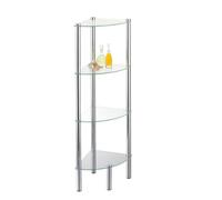 Axxentia Bad Solanio 282134 Standing Corner Shelf Rack Chrome-Plated 4 Glass Shelves 30x30x108 cm