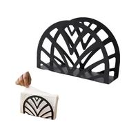 AXXIMENG Black Napkin Holder Stand Hollow Design Metal Freestanding Serviette Stand Round Metal Napkin Holder for Home and Kitchen Counter Tops Dinner Tables