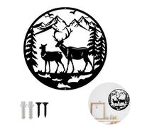 AXXIMENG Metal Forest Wall Art - Deer Decor Creative Art Crafts Hanging Ornaments Wall Decoration Silhouette Black Metal Wall Art for Indoor Outdoor Home Garden Bedroom Living Room Kitchen