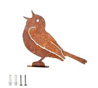 AXXIMENG Vintage Metal Garden Birds Rusty Bird Silhouette Stakes Lifelike Bird Silhouette Rusty Garden Ornament for Garden Decor Outdoor Statues and Fence Toppers Vintage-Style Robin Ornaments Outdoor