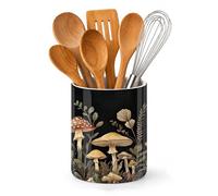 Axxitude Mushrooms Kitchen Utensil Holder,Flowers Herbs Forest Large Ceramic Utensil Crock Organizer for Spatulas,Spoons and Cooking Tools,Kitchen,Home Decoration 6.3"