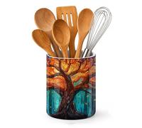 Axxitude Tree of Life Kitchen Utensil Holder,Shining Brightly Large Ceramic Utensil Crock for Countertop,Cooking Utensil Organizer for Spatulas,Spoons
