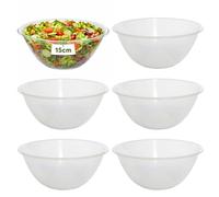 AXXTAN 6 x Plastic Mixing Bowls 15cm (1000ml) Microwave & Dishwasher Safe, Clear Kitchen Cooking Serving Bowl Set for Food Prep Baking, Mixing Salad, Fruit & Vegetable Nesting Bowls