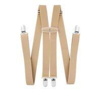axy Braces for Men Wide 2.5 cm H Shape with 4 Braces Clips Extra Strong Adjustable Length, beige, One Size