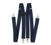 axy Braces for Men Wide 2.5 cm H Shape with 4 Braces Clips Extra Strong Adjustable Length, blue-black, One Size