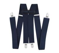 axy Braces for Men Wide 3.5 cm X-Shape with 4 Braces Clips Extra Strong Adjustable Length, blue-black, One Size