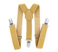 axy Children's Boys Braces Y Shape Wide 2.5 cm with 3 Strong Clips Can be Combined with Bow Tie - Plain Colours, Gold (with glitter threads), One Size
