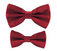 axy Father and Son Partner Look Bow Tie, Pre-tied, Adjustable Confirmation Bow Tie for Men and Boys, Ideal for Festivals, Photo Shoots, Weddings, Flip 1 - Red -