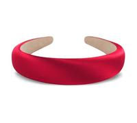 axy Headband made of padded silk fabric in elegant festive colours, beautiful women's headband, hair accessory, hair band, HRK2Ro (red, wide)