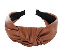 axy HR27AL Women's Leather Look Headband Vintage Hairband Headband Classic and Fashionable Leather (Brown)
