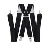 axy® HT352 Men's Braces Wide 3.5 cm with 4 Strong Clips X-Shape Schwarz-weiße Punkte