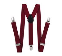 axy HTK25-1 Children's Boys Braces Y Shape Wide 2.5 cm with 3 Strong Clips Can be Combined with Bow Tie Plain Colours, wine red, 7-12 Years
