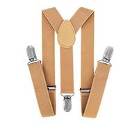 axy HTK25-1 Children's Boys Braces Y Shape Wide 2.5 cm with 3 Strong Clips Can be Combined with Bow Tie Plain Colours, beige, 7-12 Years