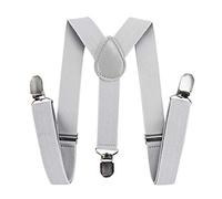 axy HTK25-1 Children's Boys Braces Y Shape Wide 2.5 cm with 3 Strong Clips Can be Combined with Bow Tie Plain Colours, light grey, 7-12 Years