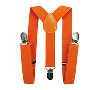 axy HTK25-1 Children's Boys Braces Y Shape Wide 2.5 cm with 3 Strong Clips Can be Combined with Bow Tie Plain Colours, orange, 7-12 Years