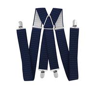 axy® Men's Braces Wide 3.5 cm with 4 Strong Clips X-Shape HT352 (Black/Blue/White Dots)