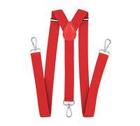 axy Men's Braces with 3 Robust Lobster Clasps, 2.5 cm Wide, Y-Shape, Fully Adjustable, red, One Size
