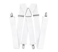 axy® Men's X-Shape White Braces, 3.5 cm Wide with 4 Strong Clips