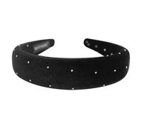 axy Padded Velvet Headband with Rhinestones Women's Headband Hair Accessories Hair Band Hairband HRK10A (Black, Wide)