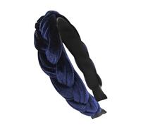 axy Traditional Headband Braided for Dirndl Velvet Braided Look Women's Headband Hair Accessories Hair Band Hairband HRZ3 (Dark Blue, Wide)