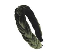 axy Traditional Headband Braided for Dirndl Velvet Braided Look Women's Headband Hair Accessories Hair Band Hairband HRZ3 (Green)