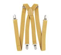 AXY Unisex Trouser Braces, 2.5 cm wide, with 4 Strong X-Shaped Clips - Gold -