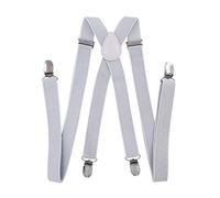 AXY Unisex Trouser Braces, 2.5 cm wide, with 4 Strong X-Shaped Clips - Silver -