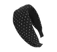 axy Wide Headband Made of Pleated Fabric with Polka Dot Pattern Design Women's Headband Hairband HR32F Black