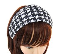 axy Wide Headband with Houndstooth Pattern - Beautiful Headband Hair Accessories Hair Band HR26 (Black/White)