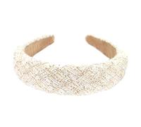 Axy Wide Headband with Tweed Fabric Padded - Beautiful Women's Headband Hair Accessory HRK8 (White)