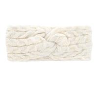 axy Women's Knitted Headband with Twist Knots, Silver Threads and Cable Knit, Winter Headband, Ear Warmers, Knitted Headband, Warm HBW6 (White)