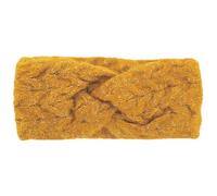 axy Women's Knitted Headband with Twist Knots, Silver Threads and Cable Knit, Winter Headband, Ear Warmers, Knitted Headband, Warm HBW6 (Yellow)