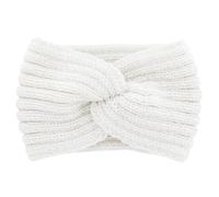 Axy Women's Knitted Headband with Twist Knots, Winter Headband, White