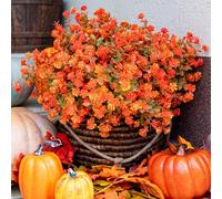 AXYLEX Artificial Mums Flowers Outdoor Plastic Plants - 12 Bundles Outside Face Fake Fall Flowers Greenery UV Resistant No Fade Faux Shrubs Home Garden Porch Patio Office Thanksgiving