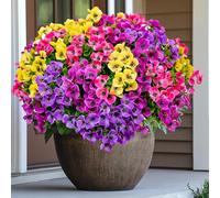 AXYLEX Artificial Flowers Outdoor Shrubs - Fake Plants UV Resistant No Fade Faux Plastic Greenery Home Garden Porch Patio Decoration Office Indoor (1, Multi02-16pcs)