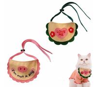 AXYOUCUN 2PCS Pet Drool Bibs Adjustable Spring & Autumn Pet Bib with Elastic Strap Decorative 3D Knitted Cute Cartoon Embroidery for Dogs and Cats