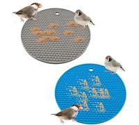 AXYOUCUN 2PCS Silicone Birds Slow Feeder Mats Bird Foraging Toys Puzzle Round Interactive Birds Cage Feeder Bird Toys for Parakeets Parrots Cockatiel Budgie African Grey