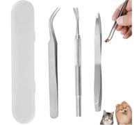 AXYOUCUN 3PCS Stainless Steel Tick Remover Tool Set for Dogs Cats Tick Hook Kit with Box Includes Removal Tweezers Shovel for Animals Humans