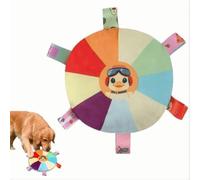 AXYOUCUN Plush Dog Frisbee with Squeaker Bells Soft Rainbow Interactive Chew Toys Stuffed Animal Interactive Separation Anxiety Relief for Dogs Puppies