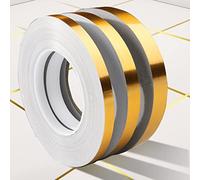 AXYWINBO Self Adhesive Metalized Polyester Film Tape Tile Stickers Tape Wall Crevice Sticker Self Adhesive Sink, Toilet, Wall Corner, Decor(50M Golden), LengthxWidth : 50m x 10 mm / 1968 in x0.4 in