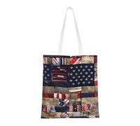 axzttupy American Flag Patchwork Print Comfort Bag Shopping Bags Versatile Travel Work Gym Beach Eco-Friendly Foldable