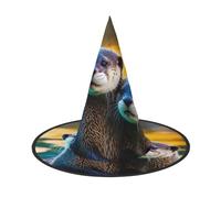 axzttupy Animal Cute Brown Otters 2 Print Halloween Witch Hat Unisex Carnival Costume Accessory Parties Cosplay And Festive