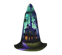 axzttupy Black Haunted Mansion Print Hooded Cloak Cape For Carnival Halloween And Themed Parties Comfortable Cloak